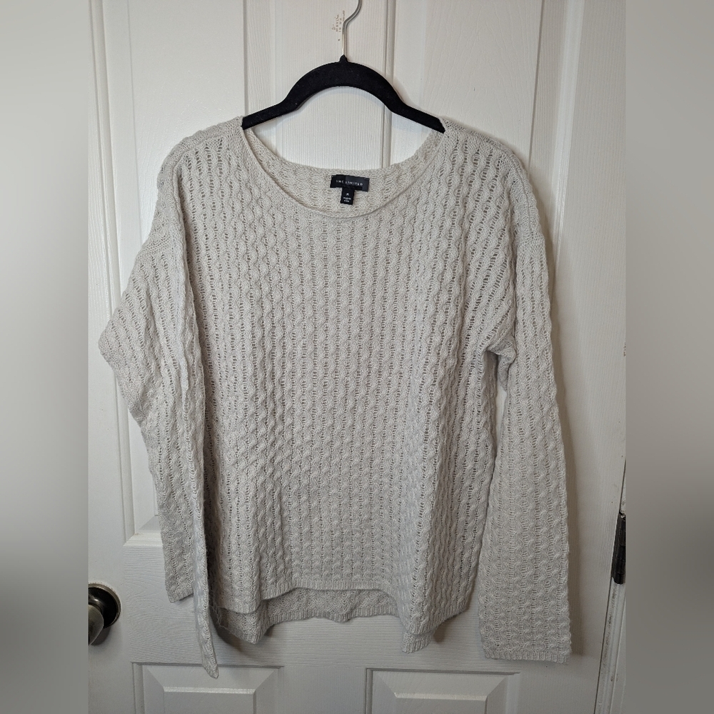 The Limited Open Cable Knit Long Sleeve Pullover Creme/Light Tan Sweater Size S